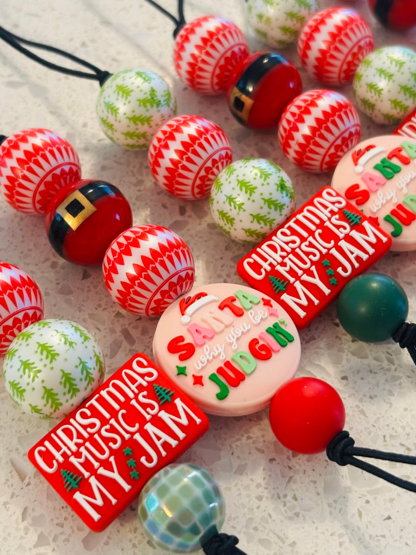 Large Bead CAR CHARMS- CHRISTMAS