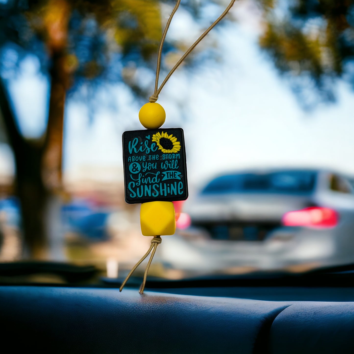 Rise Above the Storm & You Will Find the Sunshine Mini Car Tag