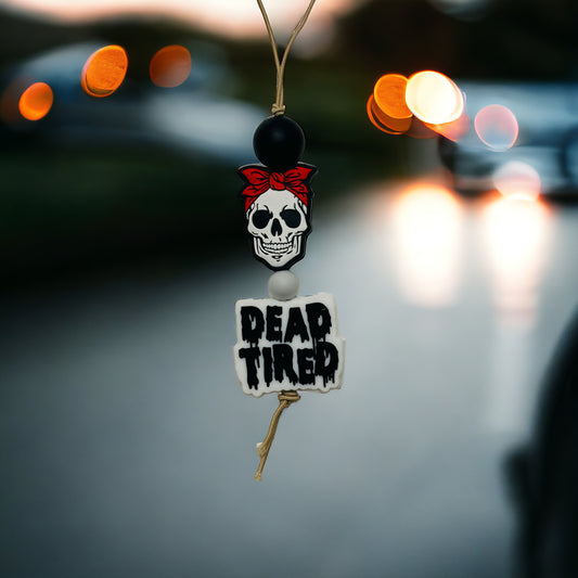 Skull/ Dead Tired Car Tag