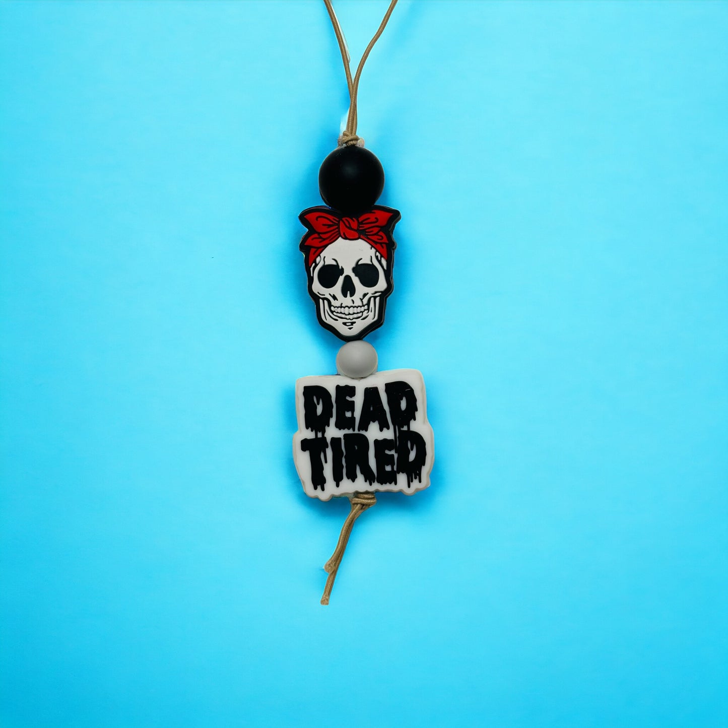 Skull/ Dead Tired Car Tag